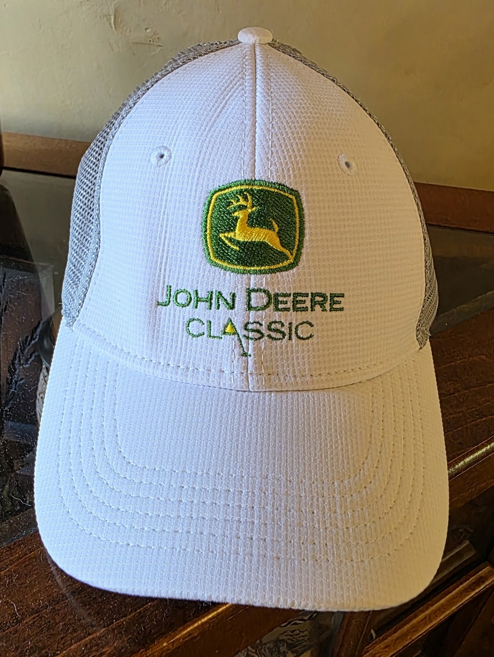 John Deere Golf Classic White & Gray Mesh Logo Cap